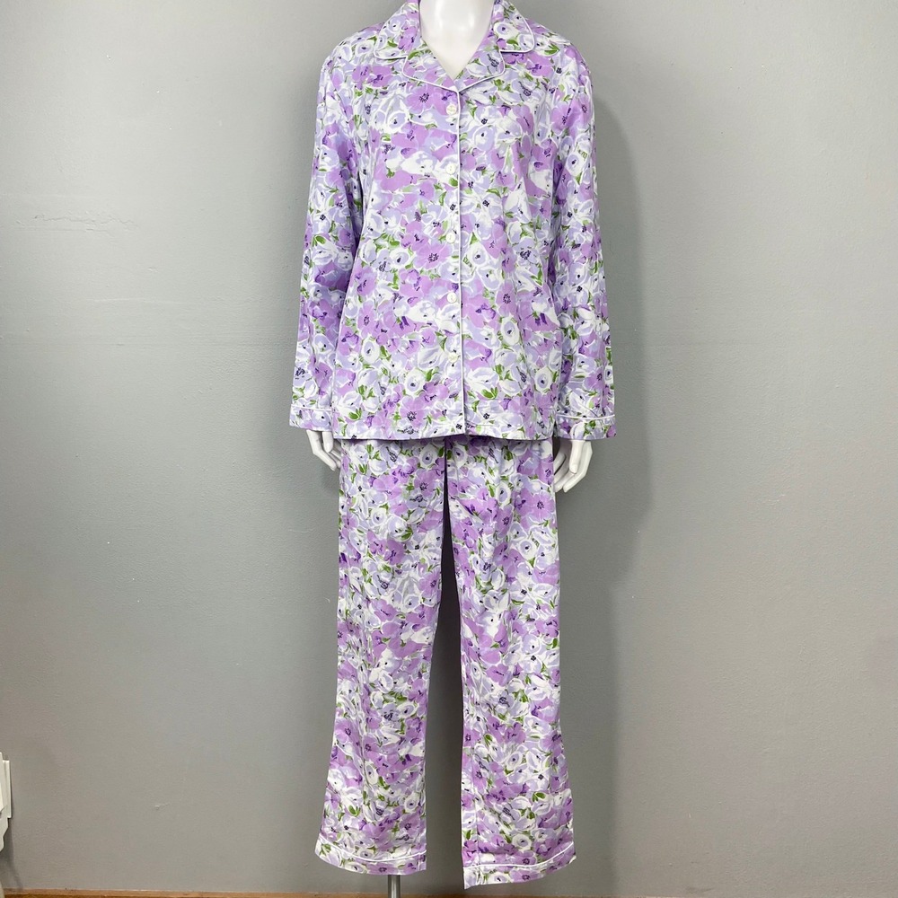 Alexander Del Rossa Purple Floral Pajama Set Women S Cottagecore Long Sleeve